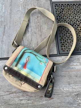 Canvas Crossbody Bag with Romantic Art
